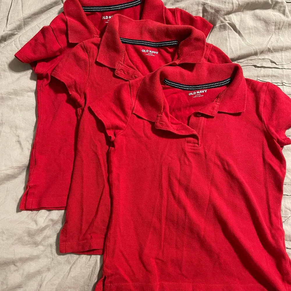 3 Old Navy Red Kids Polos (school shirts)